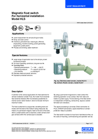 Thumbnail of document Data Sheet - HLS Magnetic Float Switch